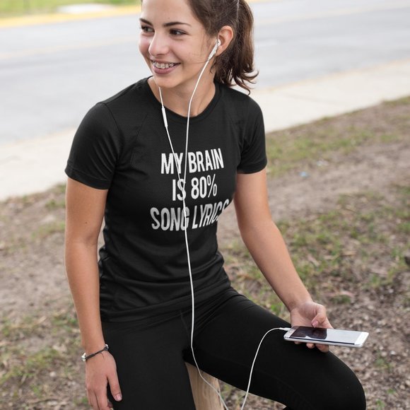 My Brain Is 80% Song Lyrics T-Shirt - Picture 4 of 4